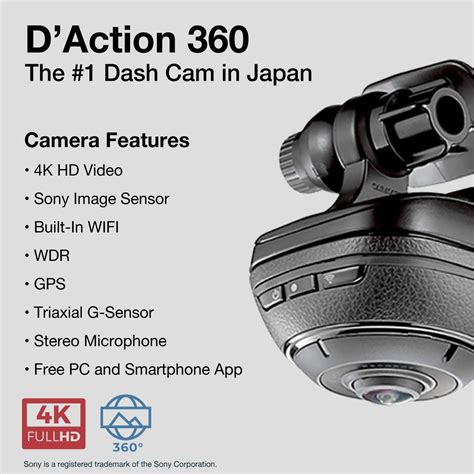 RAZO DC3000A d’Action 360, 360 Degree Dash Cam: 4K Dash .